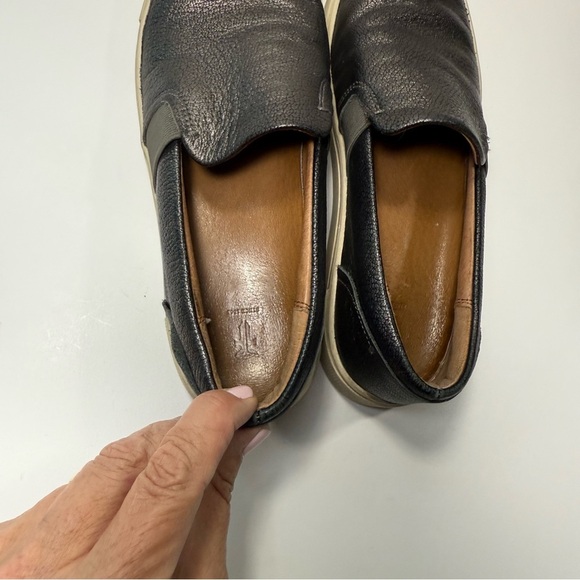 Frye Ivy Pewter Metallic Slip On Leather Sneakers Women’s Size 8M - Picture 4 of 10